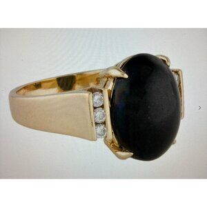 Gump's 14K Gold Oval Nephrite & Diamond Accent Cocktail Ring For Women 8.75